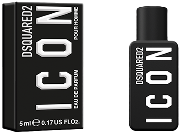 Dsquared2 Perfumes Icon Pour Homme in einer schwarzen Verpackung mit weißer Schrift